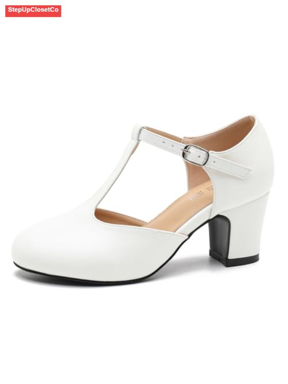 T-Strap Mary Jane Pumps Block Heel Round Toe